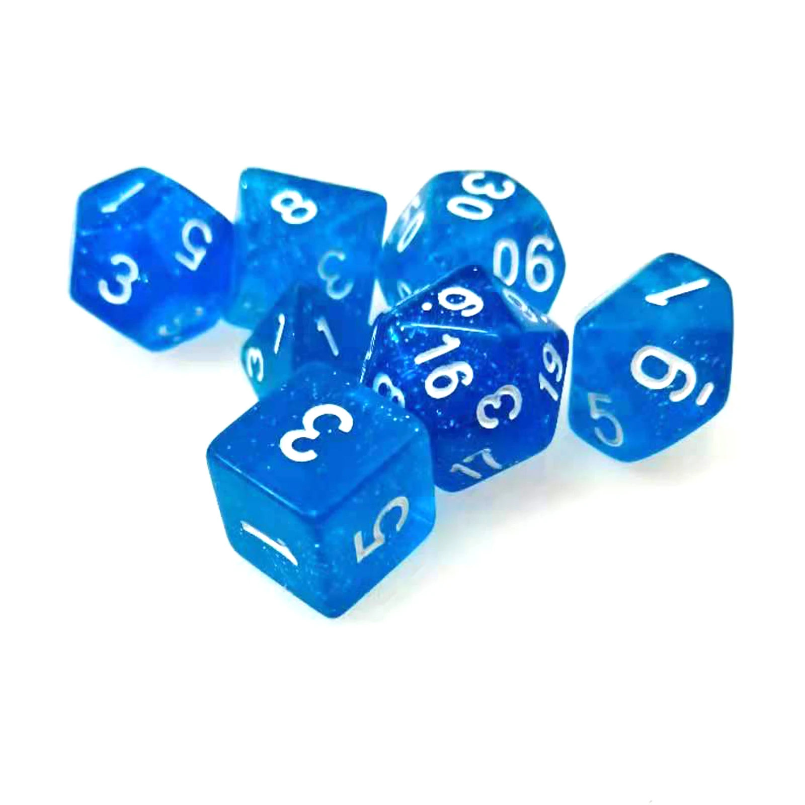 Блестящие синие игральные кости Rollooo D4 D6 D8 D10 D % D12 и D20 7 шт./компл. |
