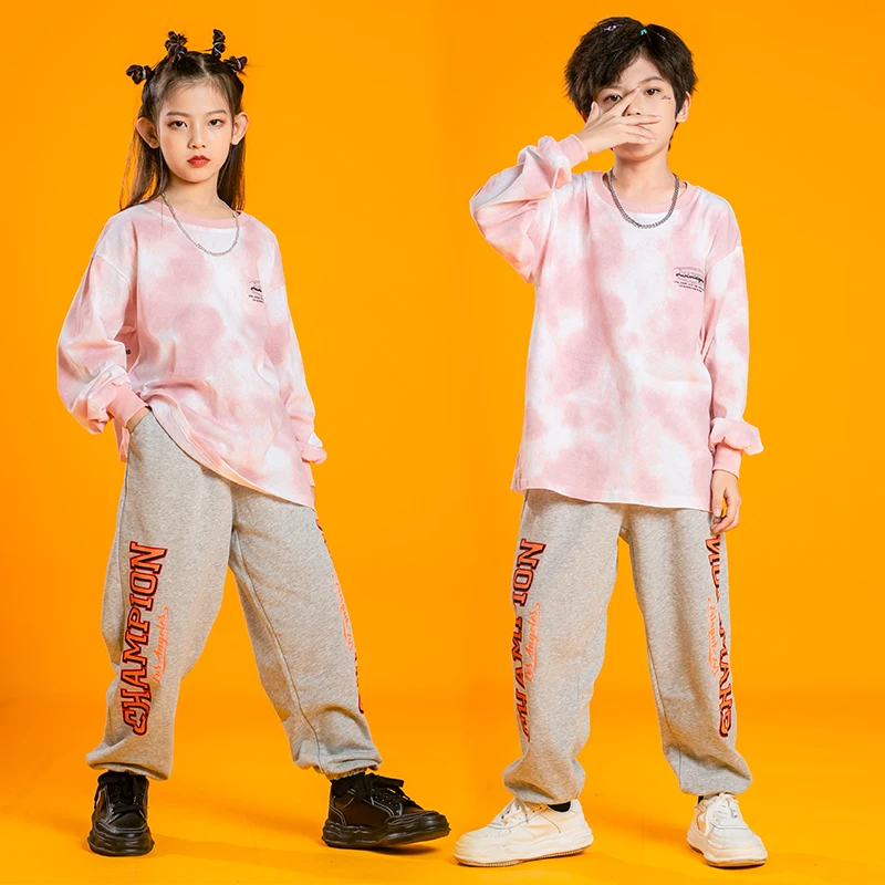 

Children'S Hip Hop Dance Wear Boys Jazz Modern Dancing Costumes Red Sweatshirt Clothing Sets Kids Stage Costumes Outfits