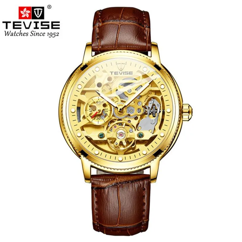 TEVISE Брендовые мужские часы автоматические механические Tourbillon спортивные