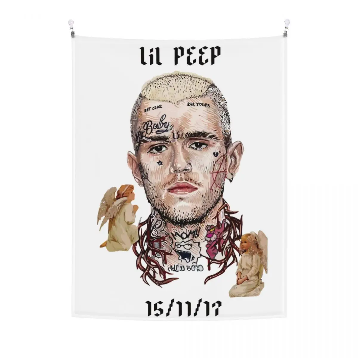 

Lil Peep Commemorate Tapestry Teen Room Decoration Hippie Wall Aesthetic White Heaven Tapestry Birthday Tapestries