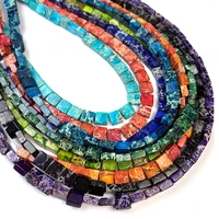 66pcs natural stone loose beads square shape emperor stone beads for jewelry making necklace accessories gifts for women 6x6x3mm