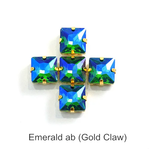 Emerald ab Квадратные много цветов стеклянные стразы шьют на стразы с коготь Flatback лучшие стеклянные стразы пришить на коготь из стразов для одежды B3467 - Цвет: Emerald ab