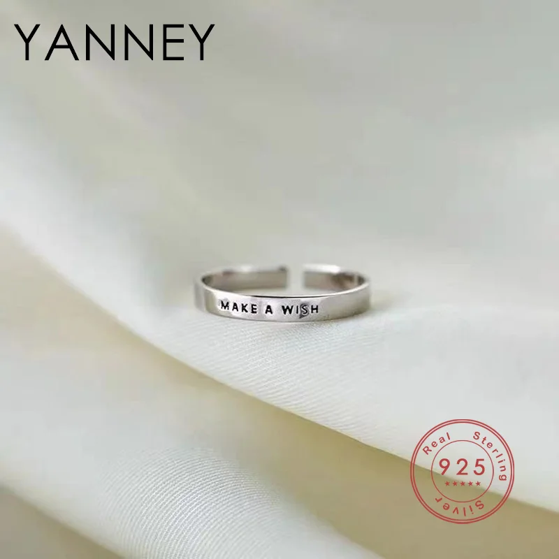 

YANNEY 2022 Trendy Silver Color Fashion Engraved Letter Open Ring Simple Woman Vintage Jewelry