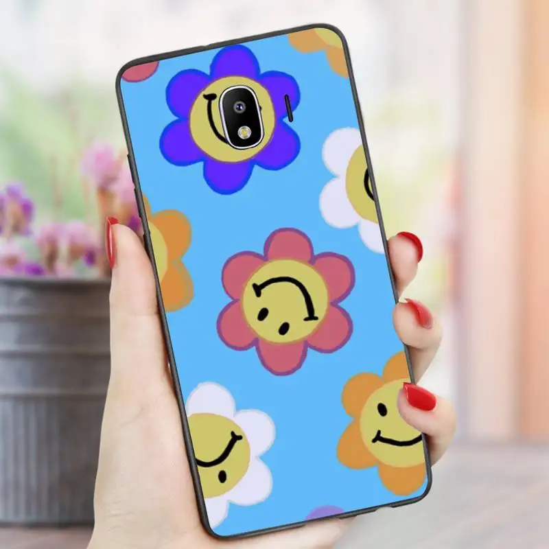 

Smiley Flowers Phone Case for redmi 5 plus 6A 7A 8A 9A note 7 8T 9S Black Soft pro max nax fundas cover