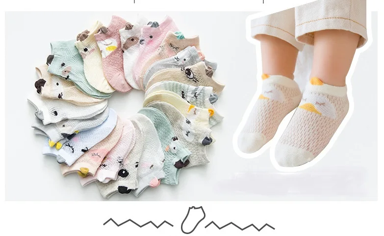 5 пар/лот новый мультфильм детские дышащие колготки лодка носки летние тонкие