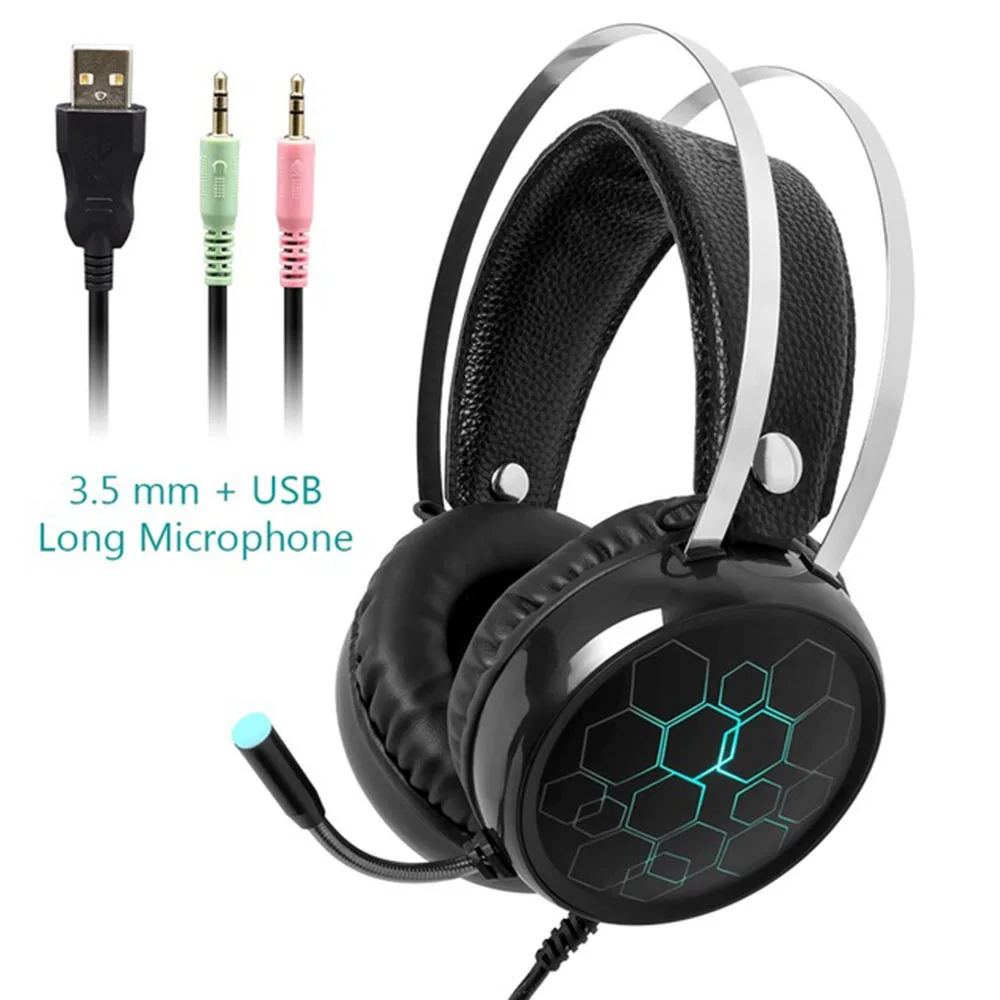 Long Mic 3.5 Игровые наушники 7,1, гарнитура, наушники с микрофоном, геймер, объемный звук, USB, проводной, для ПК, компьютера, Xbox PS4, RGB светильник - Цвет: Long Mic 3.5