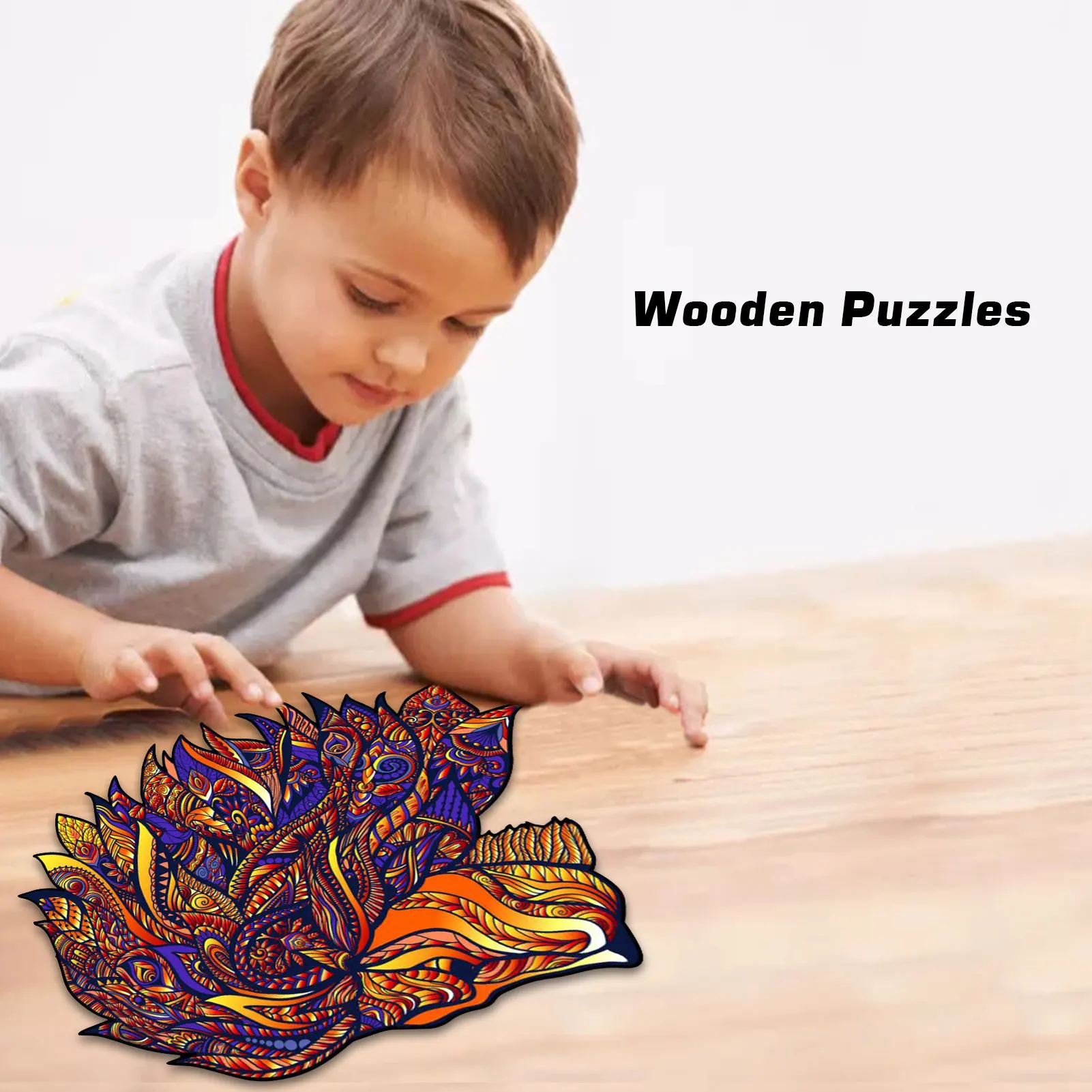

Wooden Puzzle For Kids Children DIY Wooden Puzzles Each Piece Is Lion Shaped Christmas Gift Wooden Jigsaw Puzzle Dropshipper
