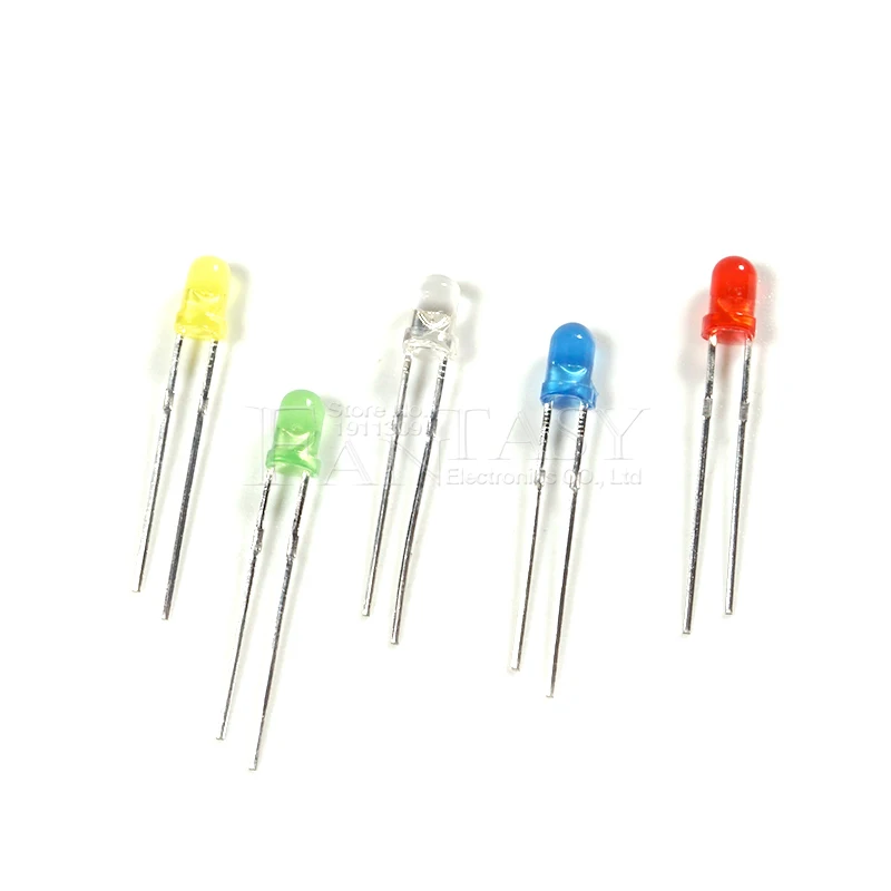 Светодиодный диодный светильник 5 цветов * 20 шт. = 100 3 мм набор в ассортименте белый