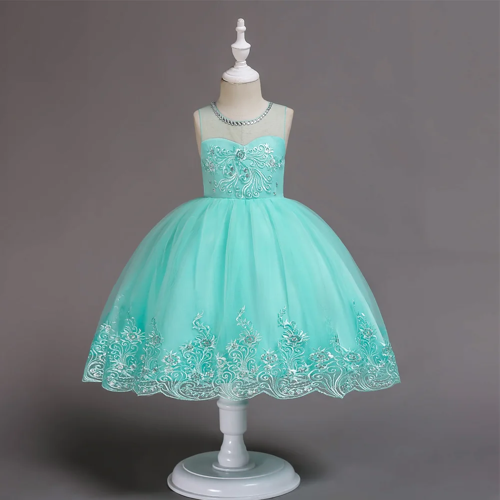 

Flower Girl Dresses Lace Appliques Beaded Pearls Kids Evening Gowns Wedding First Communion Clothing vestido 1-14Years