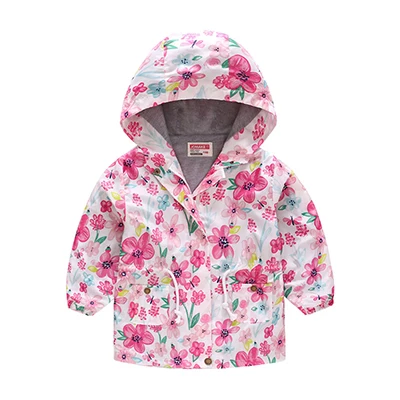 as the picture Girls Hooded Coats Fashion Printed Long Sweatshirt Windbreaker For Girls Autumn Outerwear Kids Wind Coat Children Clothing - Цвет: as the picture