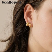 scalloped fashion horn bamboo metal hoop earring vintage ear buckle accessories brincos women statement trend jewelry