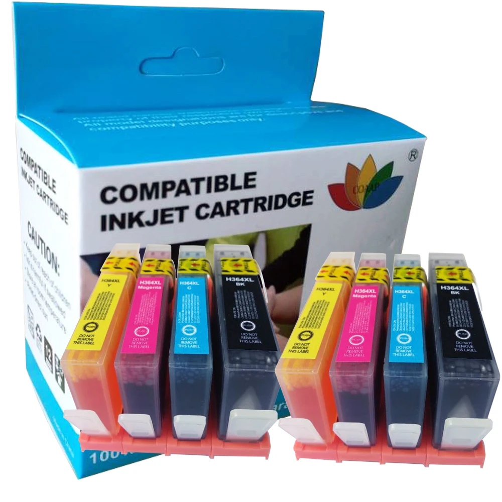 8x For hp364 hp 364 XL Compatible ink cartridge for HP Photosmart C5380 C6380 5383 6383 D5460 5463 B8550 Printer， With chip