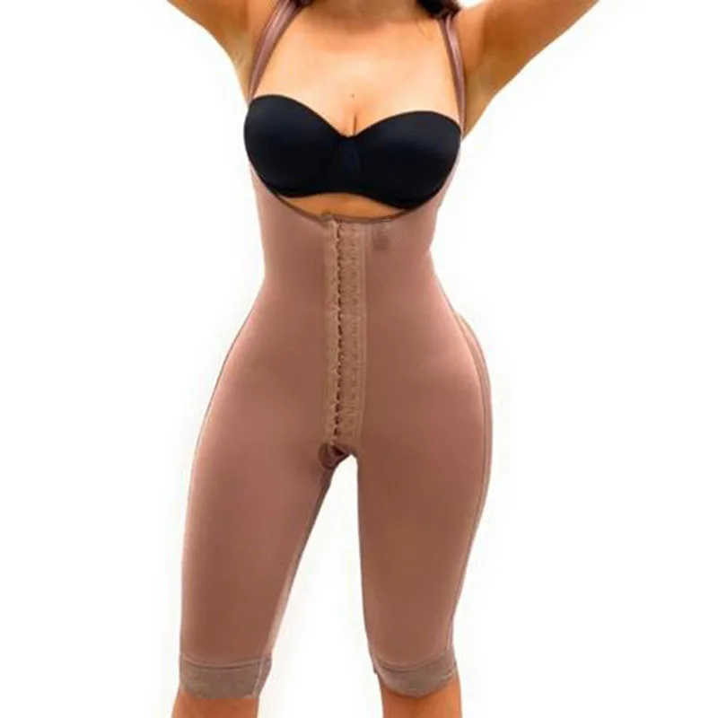 Fajas Colombianas Sleeveless Knee Length Shapewear Braless Wide Shoulder Straps Butt-Lifting Bodysuit For Women Tummy Control