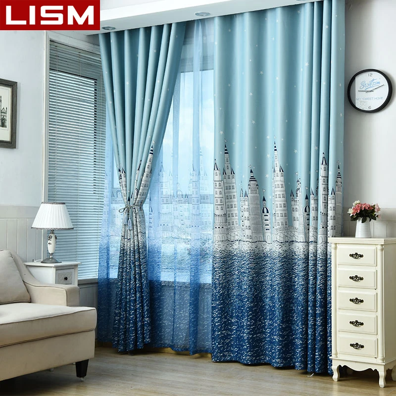 Современный с принтом &quotзамок&quot затемненные шторы в простом стиле для гостиной