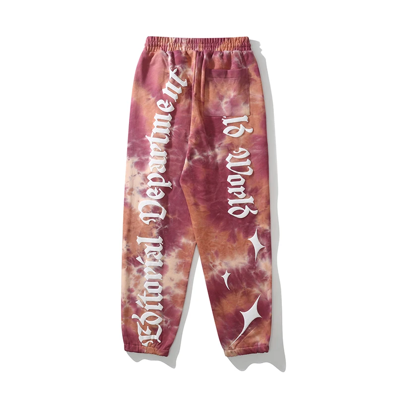 

Harajuku Tie Dye Letter Joggers Casual Sweatpants Mens and Womens Drawstring Oversize Loose Harem Pants Hip Hop Baggy Trousers