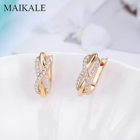 maikale note classic geometric cubic zirconia infinity charm gold cute korean stud earrings for women jewlry gifts