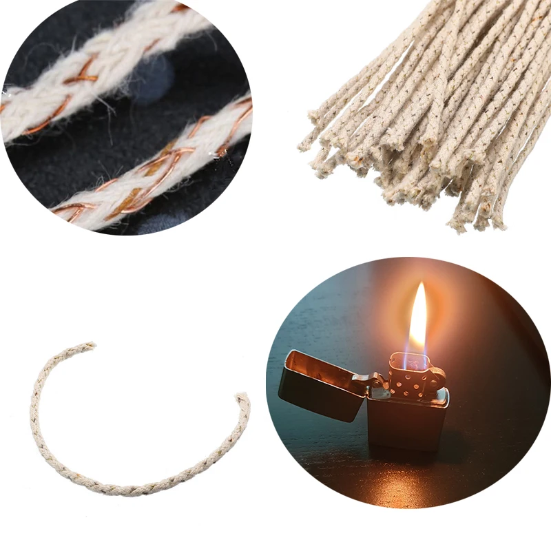 10 pcs/pack Copper Wire Cotton Core Wick for Zippo Kerosene Oil lighter accessories Petrol Lighter Fire Starter Replacement Bulk