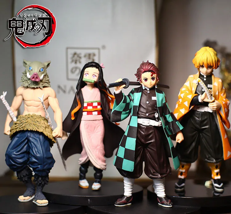 

15cm Anime Demon Slayer Figuras Kamado Tanjirou Nezuko Modelo De Pvc Brinquedos Zenitsu Figurine Inosuke Kimetsu No Yaiba Figura