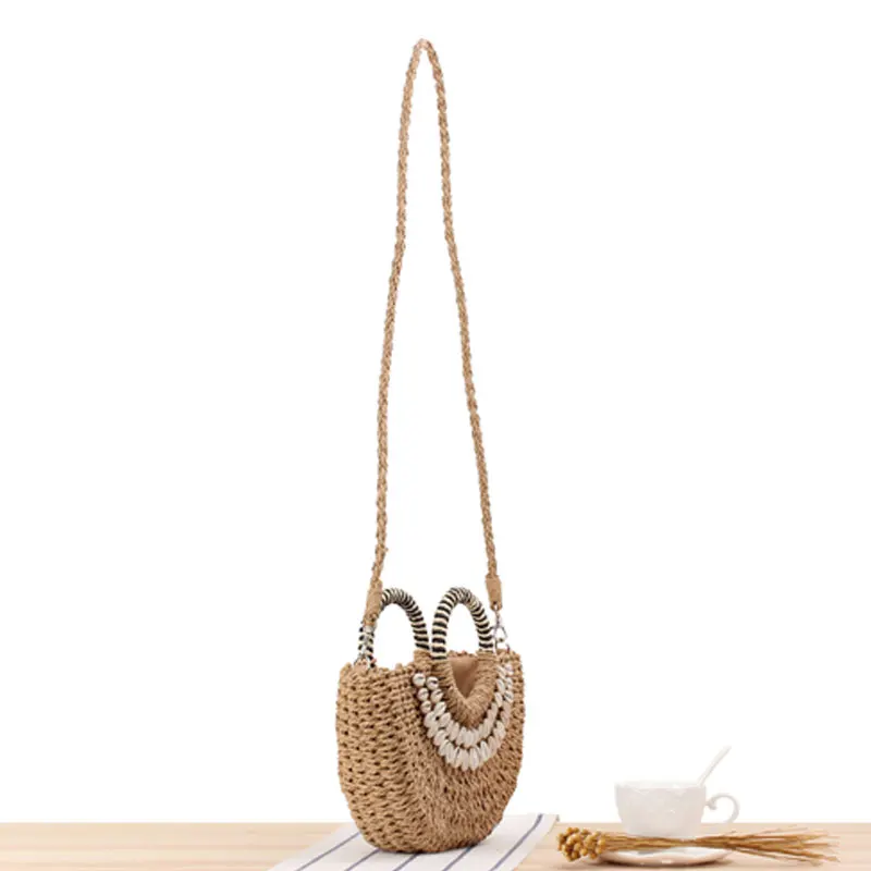 

YoReAi Summer Straw Beach Bag Handmade Round Women Shoulder Bags Raffia Circle Rattan Bohemian Casual Woven Basket Handbags 2021