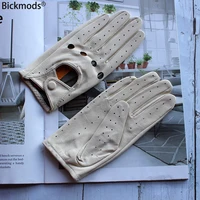 fashion leather driving driver gloves womens thin unlined perforated breathable summer color sheepskin full finger gloves