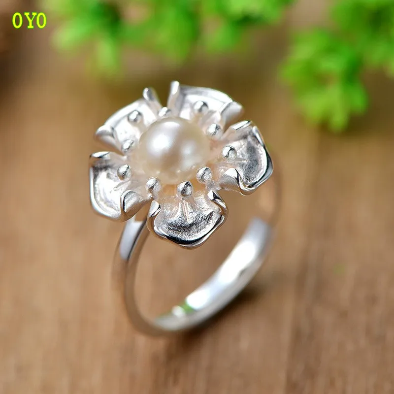 100% Серебро 925 пробы Стильное кольцо с натуральным пресноводным жемчугом|Кольца| |