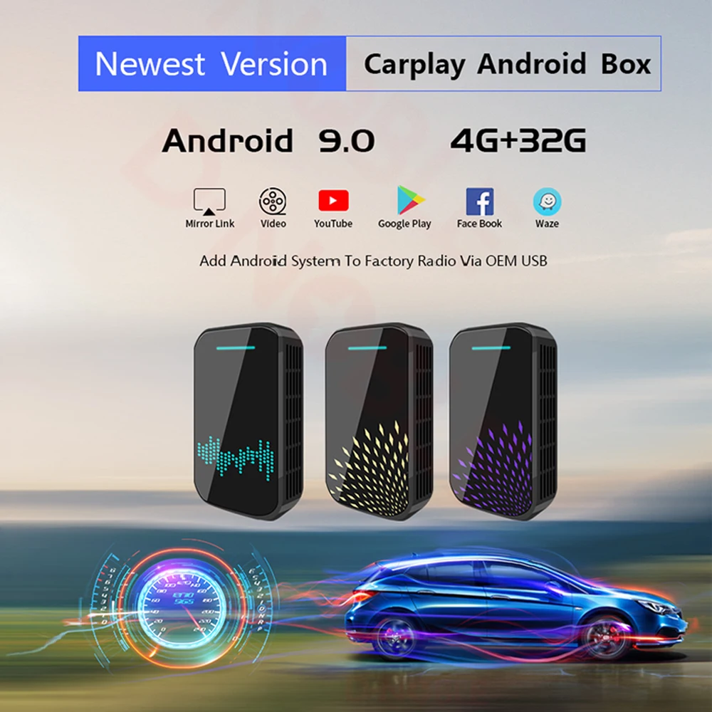 

Android 9.0 беспроводной 4 + 32 ГБ Carplay ai box Поддержка Mirror Link раздельный экран беспроводной Carplay для автомобилей с оригинальным Carplay