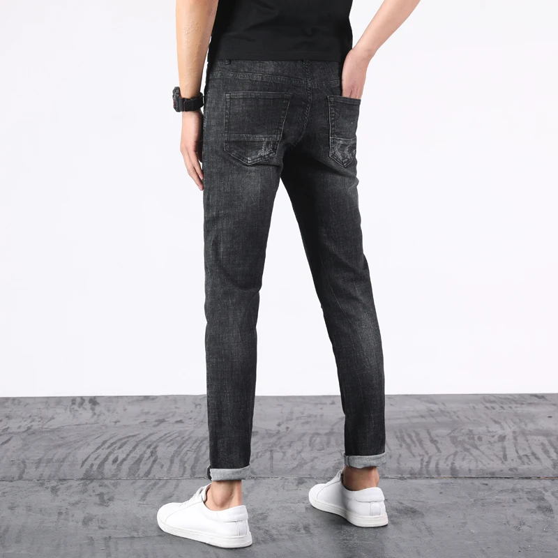 Мужские рваные джинсы KSTUN черные Стрейчевые облегающие потертые уличные брюки в