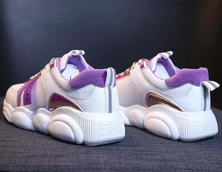 

Nice Spring New Women Schoolgirl Fashion Color lace-up Mesh Bear Casual Shoes Loafers Chunky Sneakers