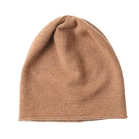knitted womens warm cashmere wool hat wrap head brim womens cute solid color hat autumn winter 2022 black