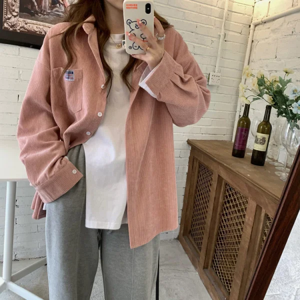 

Corduroy Shirt Coat Women's Spring and Autumn Design Sense