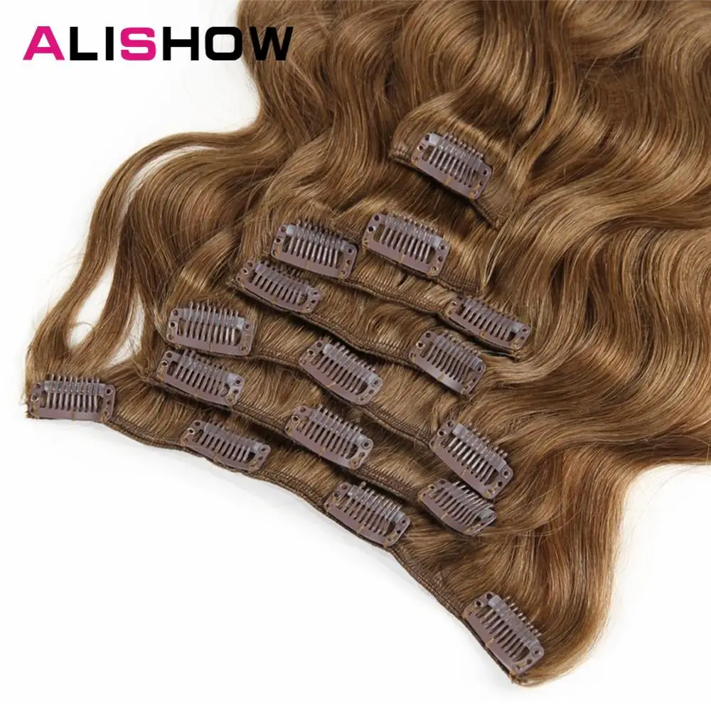 Alishow волнистые человеческие волосы для наращивания на заколках 100 г 100%
