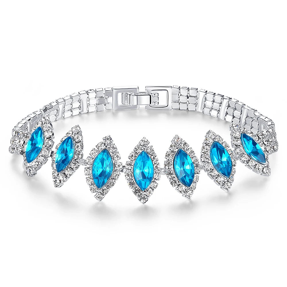 Royal Blue Horse Eye Cubic Zirconia Women's Bracelet Lady Luxury Fashion Engagement Jewelry | Украшения и аксессуары