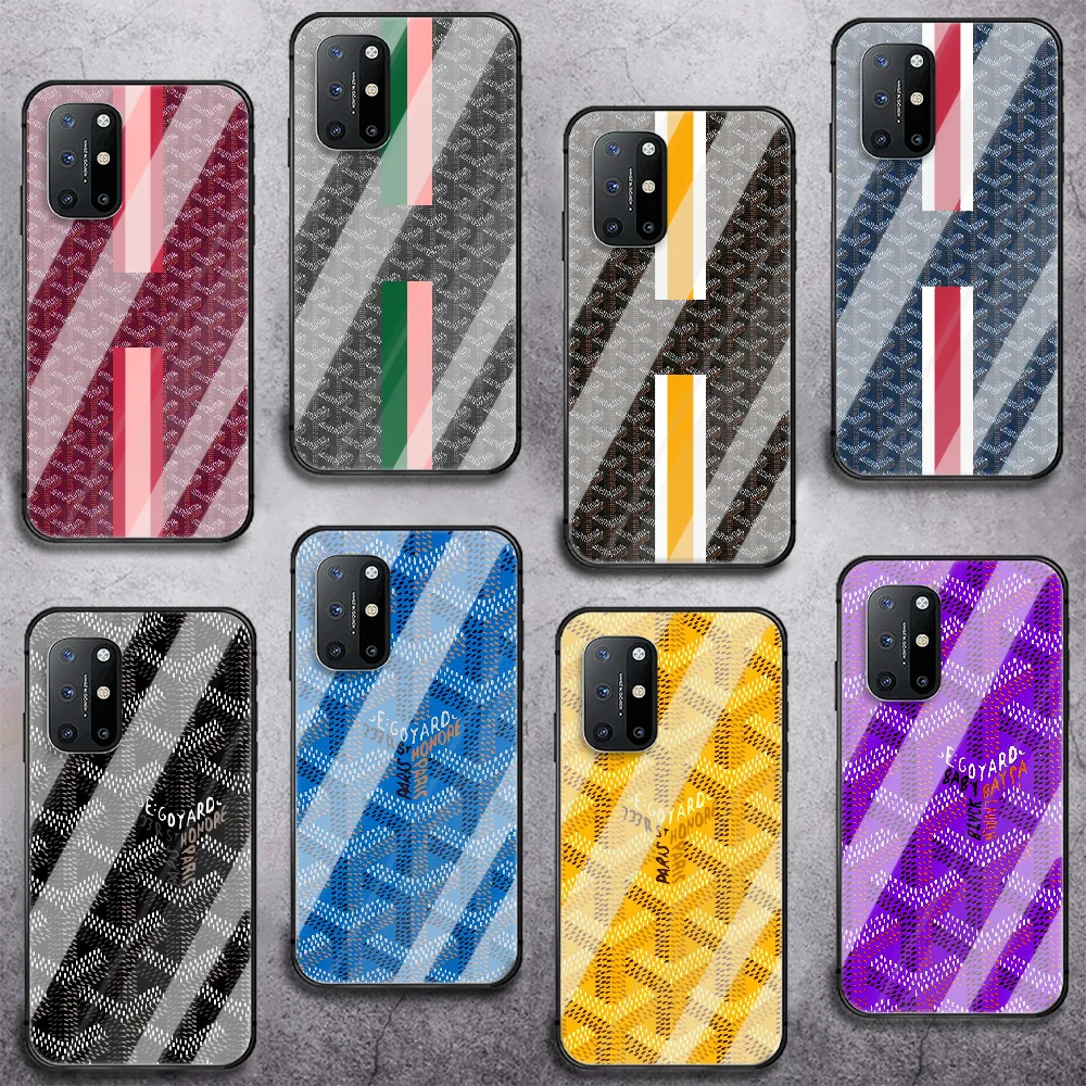

Luxury Goyards Colorful Phone Tempered Glass Case Cover For Oneplus 5 6 7 8 9 Nord T Pro Tpu Cell Luxury Etui