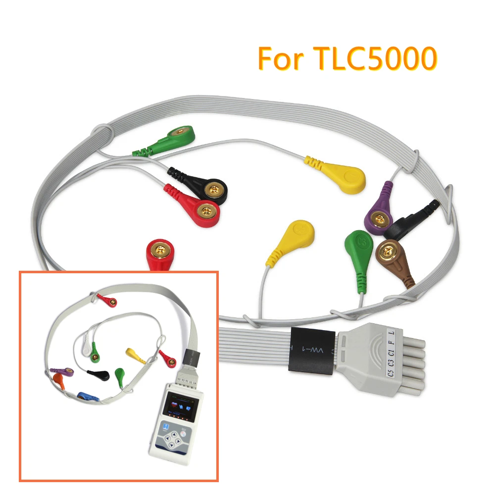 ECG Cable for Dynamic Holter EKG System Heart Rate Tester Cardiac TLC9803 TLC5000 TLC6000 | Красота и здоровье