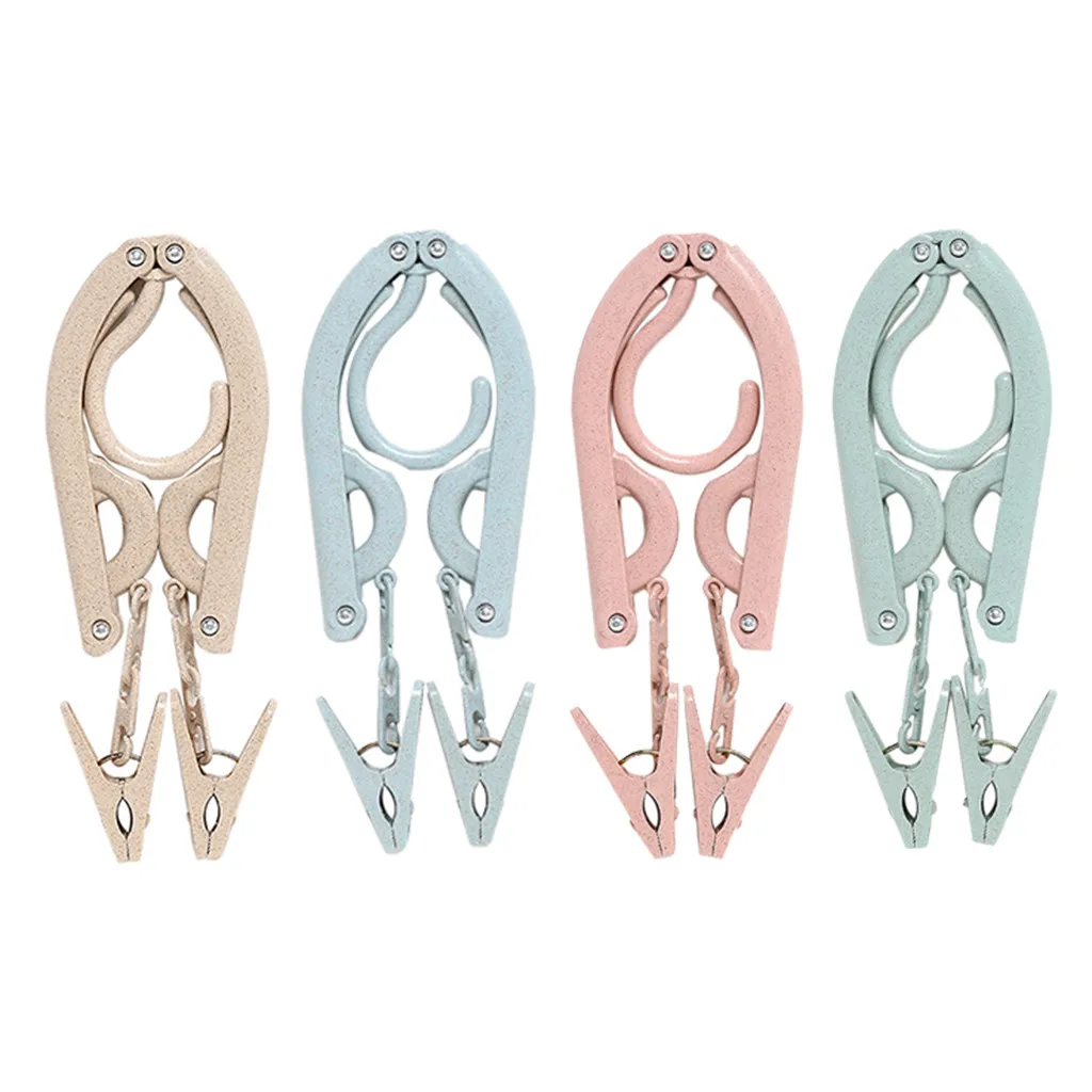 

Hanger With Clips Home storage organization accessories Wheat-Straw Folding Clothing Hanger Travel Portable