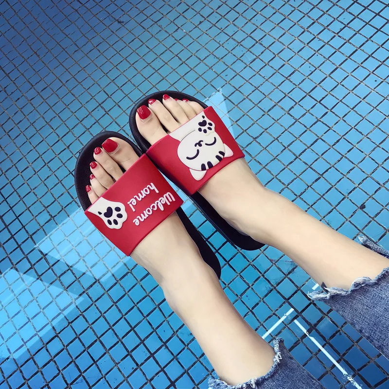 Шлепанцы женские с открытым носком сланцы для пляжа Нескользящие мультяшный