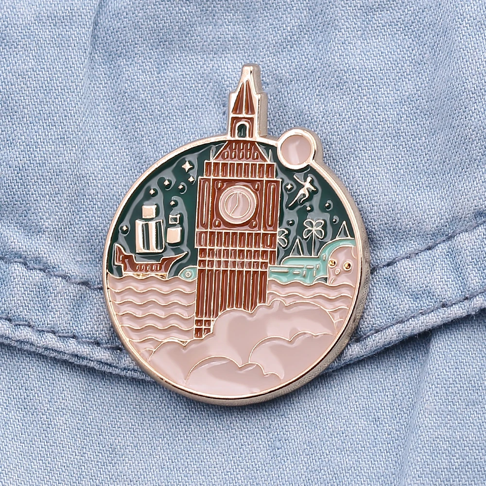 Броши в британском стиле с эмалью виде башни Элизабет | Украшения и аксессуары