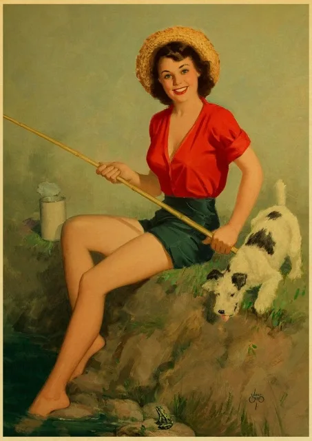 Американский ретро постер с винтажными принтами девушек и постеров наклейка на