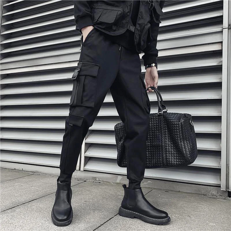 

Overalls pants men's new Korean fashion loose spirit guy Martin boots with ruffian handsome spring Leggings