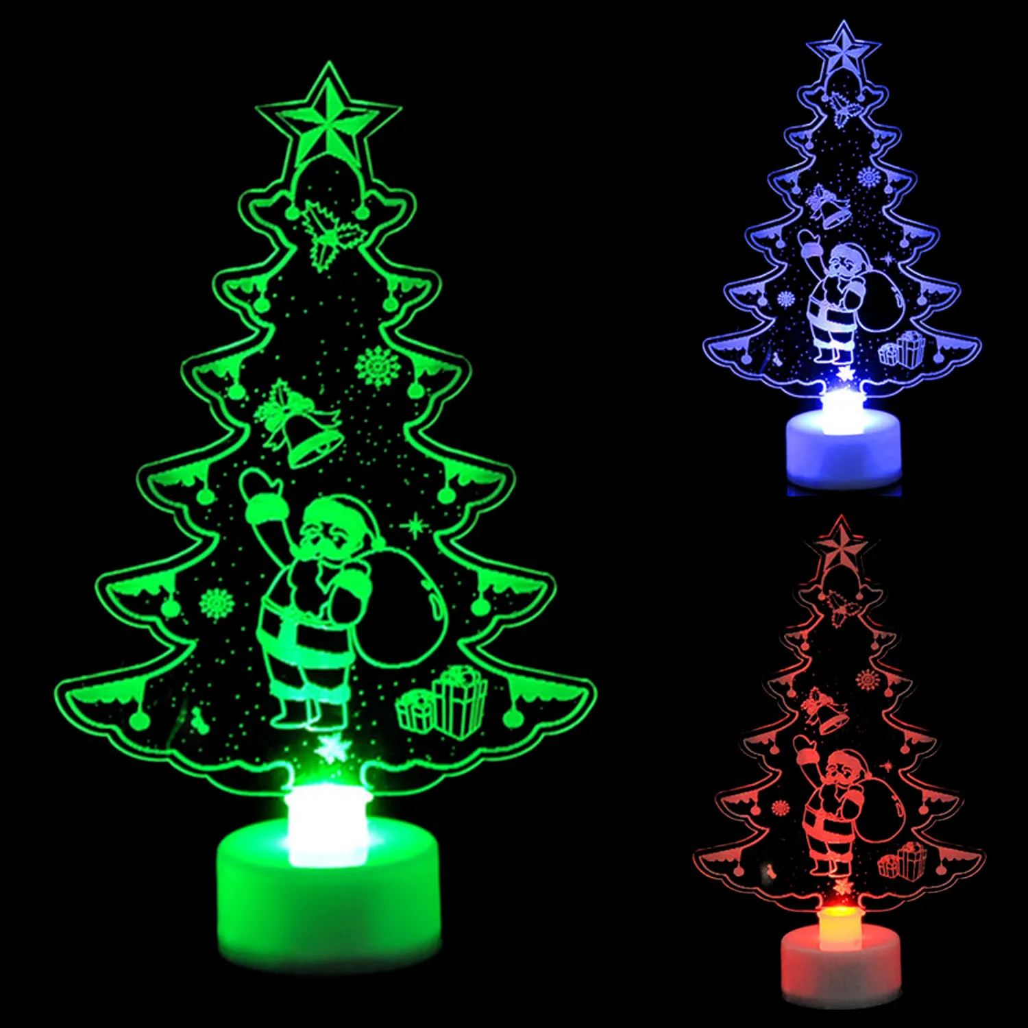 Behogar 3 шт. Рождественский ночной Светильник Рождественская елка Санта Клаус