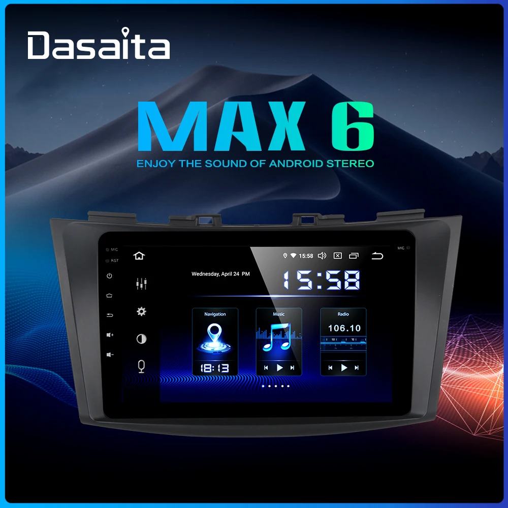Dasaita " Автомобильный Multimidia Android 9,0 для Suzuki Swift 2011 2012 2013 Bluetooth 1080p видео стерео автомобиля MAX6