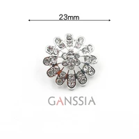 2pcslot size23mm chic hollow flower design rhinestone buttons metal shank button for apparel diy sewing accessoriesss 2516