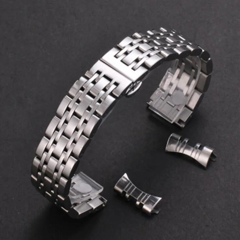 Universal Solid Stainless Steel Curved Flat Ends Wrist Watch Band Strap Men Women Metal Bracelet Belt 12 14 16 18 20 22 24 26mm