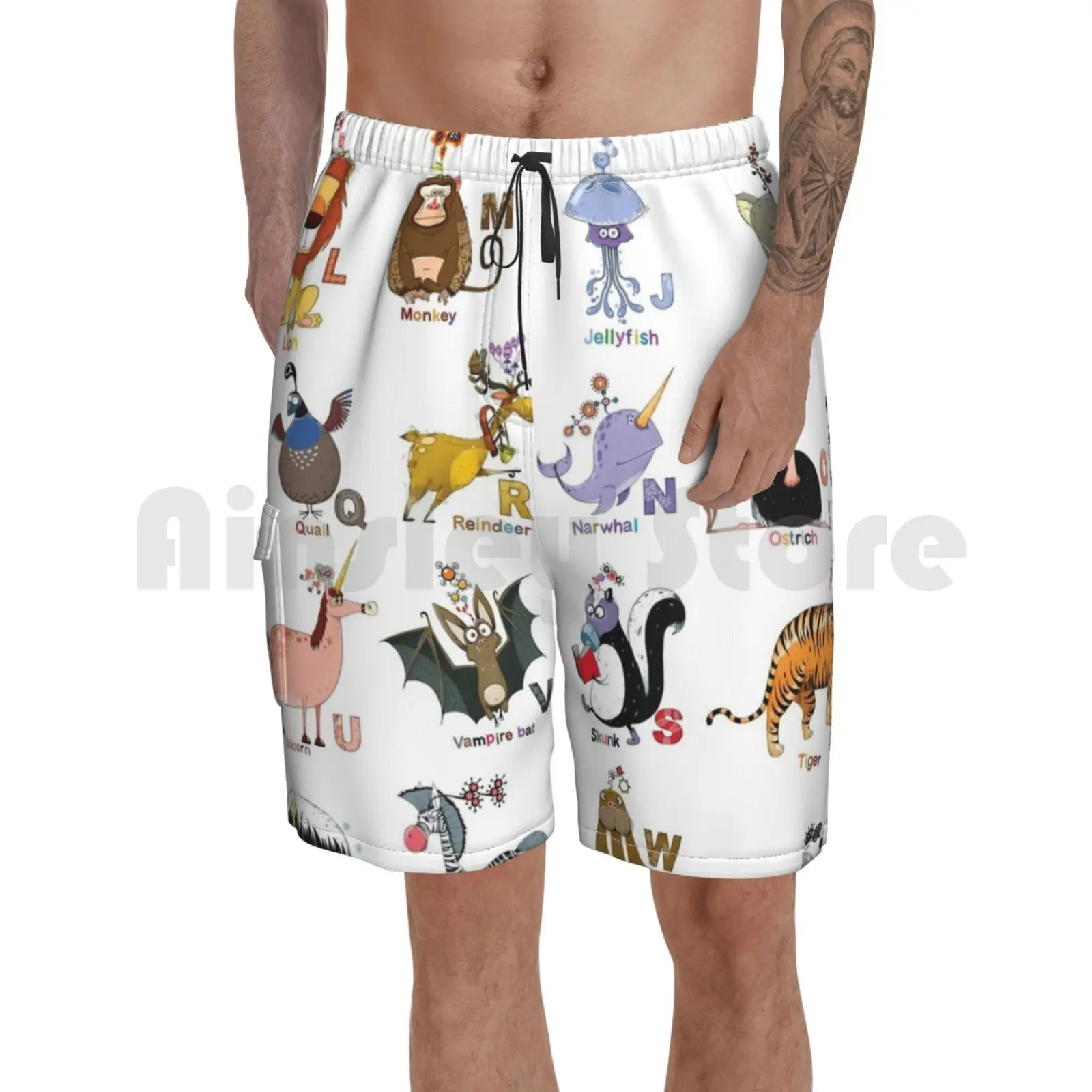 

Пляжные шорты с изображением животных, алфавита, животных, необычный алфавит