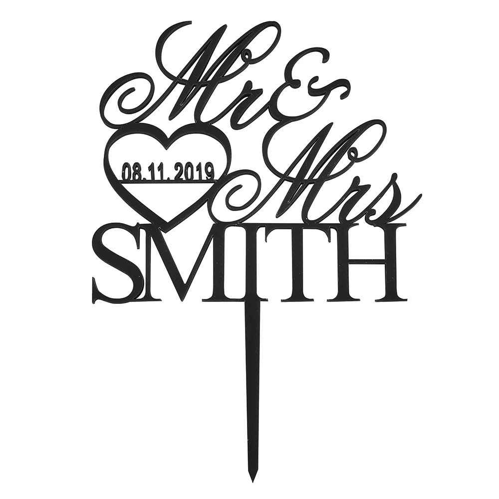 Персонализированный Выгравированный акриловый деревянный Топпер для торта