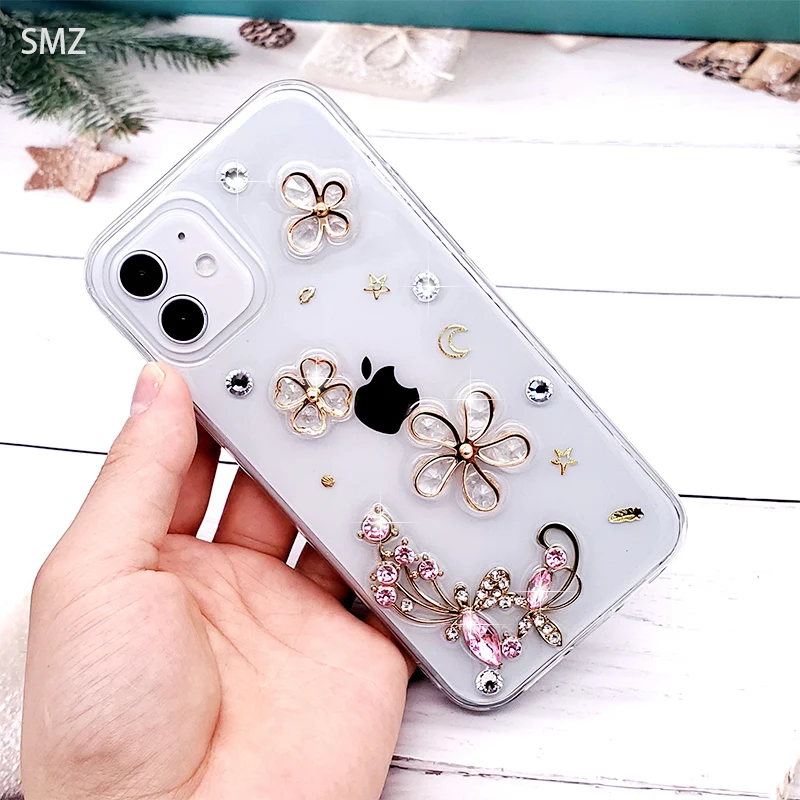 

3D Beautiful Crystal Butterfly Flower Xiaomi Mi 10t Pro Clear Phone Case For Mi10tPro 5G Silicone Shockproof TPU Back Cover Etui