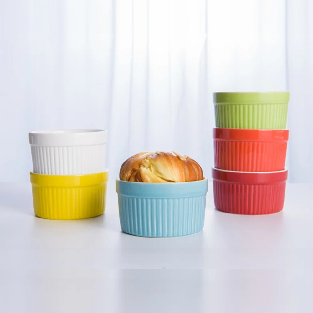 

8PCS 3.5 Inch Non-stick Heat Resistant Reusable Ceramic Cake Mold Tray DIY Bread Mold Baking Mould Bakeware (Red)