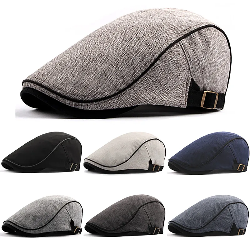 

Boys Mens Flat Cap Beret Cabbie Hats Country Peaky Newsboy Driving Caps Cotton Blend Beret Hat Flat Brim Men Berets Cap