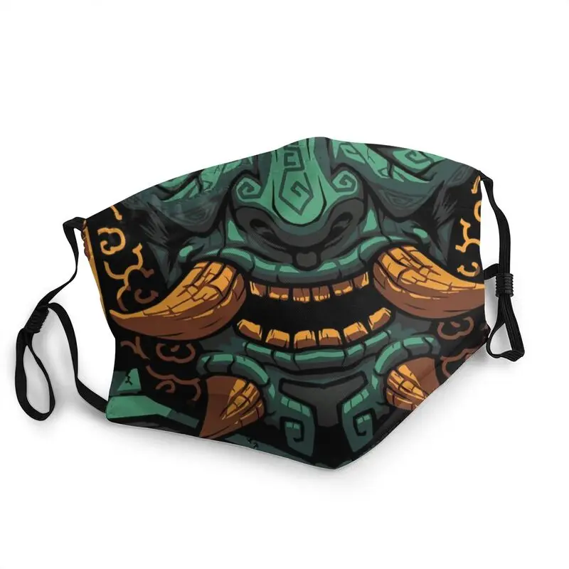

Jade Oni Mask Dustproof Washable Demon Japanese Fangs Samurai Face Mask Protection Cover Unisex Respirator Mouth Muffle