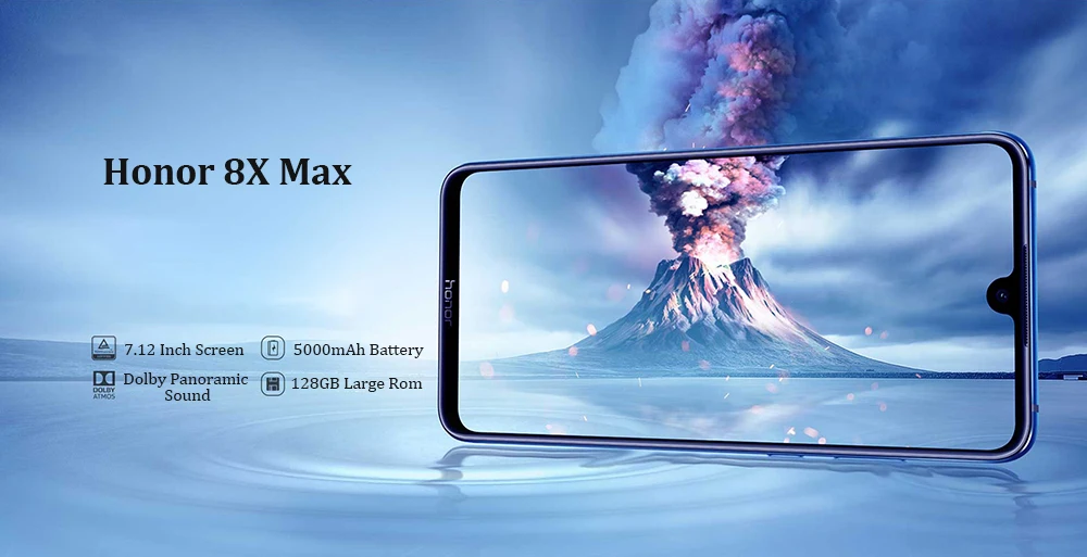 Honor 8X Max, Google Play, мобильный телефон, 7,12 дюймов, большой экран, Восьмиядерный, отпечаток пальца, ID, 5000 мАч, Android 8,1, OTA,Скидка 1200 руб. /. При заказе от 9800 руб. /Промокод: newyear1200/